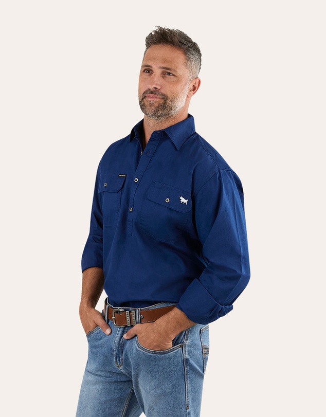 Ringers Western - King River Mens Half Button Work Shirt