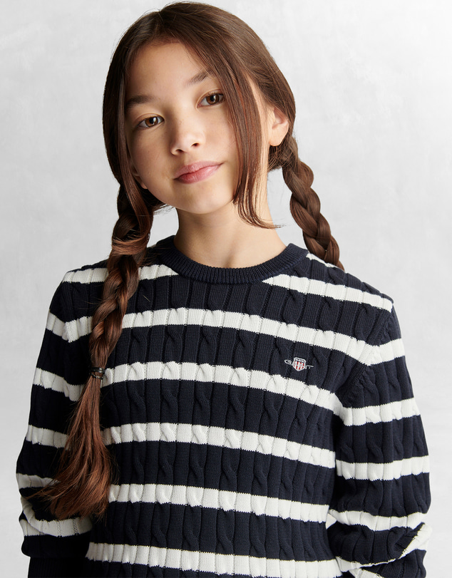 Gant - Shield Cable Knit Striped Jumper