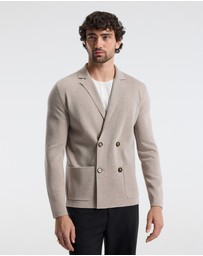 Calibre - Double-Breasted Merino Wool Cardigan Neutral