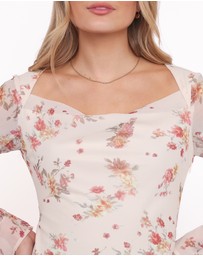 Petal & Pup - Everlyn Long Sleeve Mini Dress - Cream Floral
