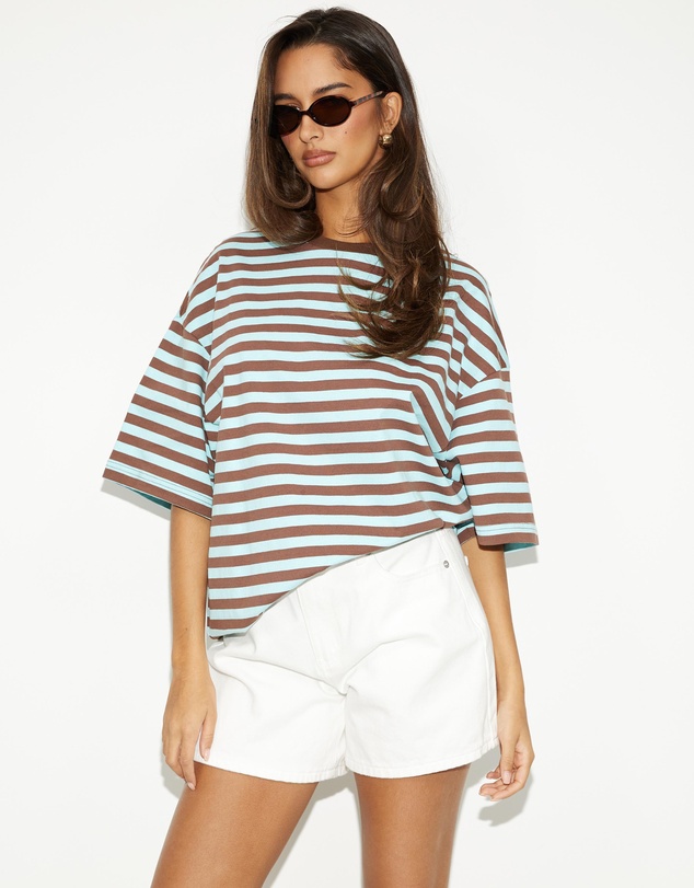 Dazie - Nostalgia Stripe Oversized Boyfriend Tee