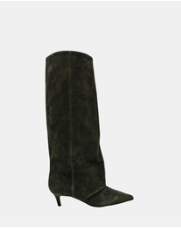 Steve Madden - Luca Olive Suede Heeled Boots