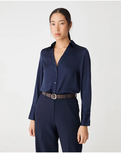 Forcast - Lila V-neck Satin Blouse