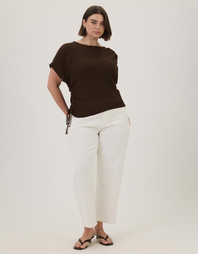 Atmos&Here Curvy - Imogen Textured Ruched One Shoulder Top