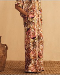 AUR OCEA - Bel Fiore Silk Gathered Wide Leg Pants