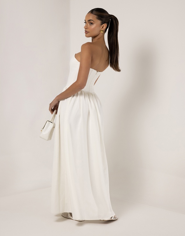 Heiress Beverly Hills - Strapless Corset Crepe Flare Maxi Dress