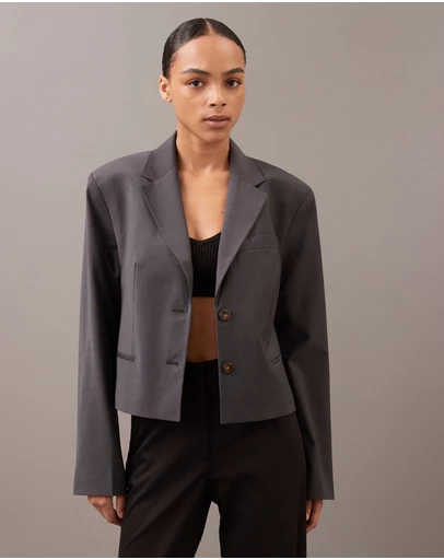 Calvin Klein - Wool Blend Cropped Blazer