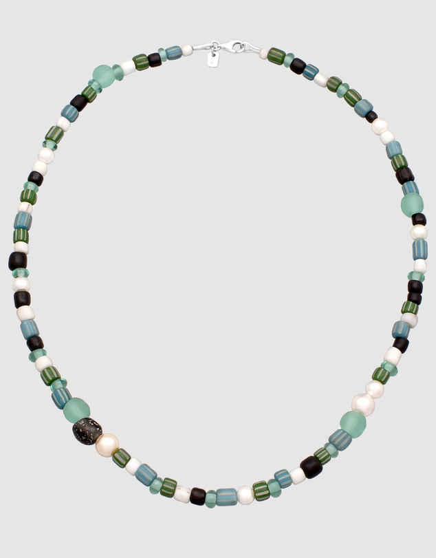 Kuzzoi - ICONIC EXCLUSIVE - Shell Pearl and Glass Beads Necklace in 925 Sterling Silver