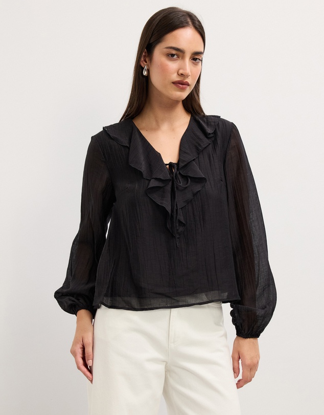 The Fated - Kyla Ruffled Neck Blouse