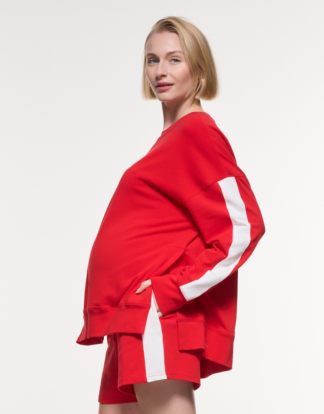 Soon Maternity - Side Split Stripe Cotton Top