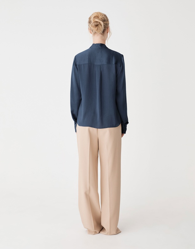 Forcast - Claire Pleat Neck Satin Blouse