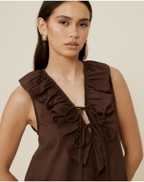 The Fated - Alexis Tie Front Ruffle Top