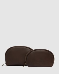 Republic of Florence - Duo Matt Chocolate Leather Pouch Set