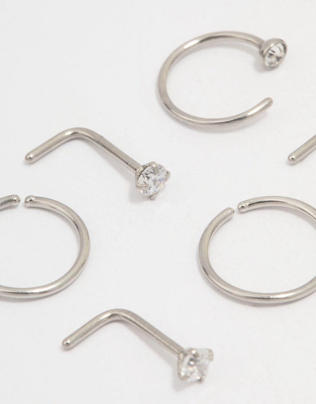 Lovisa - Surgical Steel Diamante Nose Piercing 6-Pack