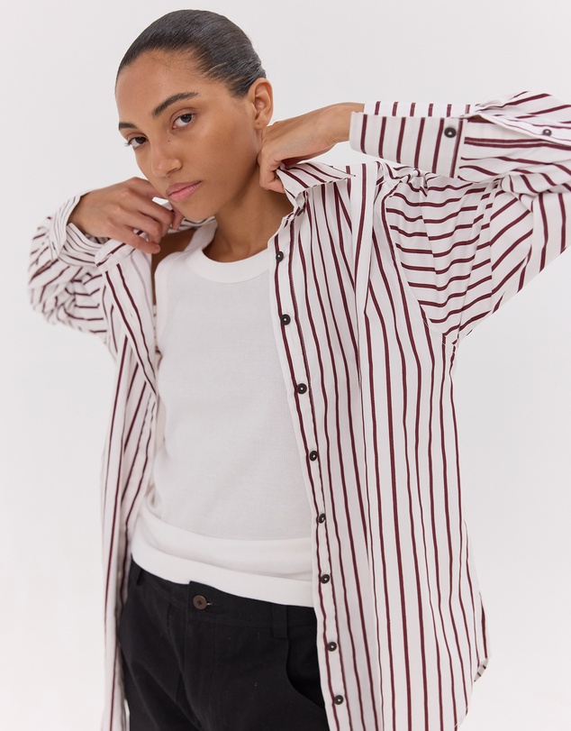 Cloth & Co. - The Dropped Yoke Shirt | Mahogany & White
