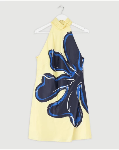 Revibe - Repaired Rebecca Vallance Indigo Bloom Mini Dress - AU 14