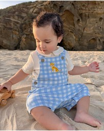 Purebaby - Gingham Overall Set -Kids-Babies