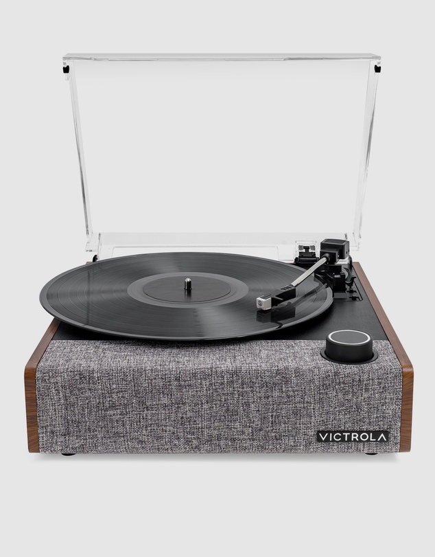 Victrola - Victrola Eastwood II Turntable - Walnut + Turntable Stand Bundle - Black