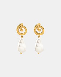 Zoe Olivia - Waterproof Spiral Stud Pearl Drop Earrings
