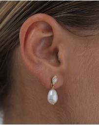 Elli Jewelry - Earrings Stud Pearl 925 Sterling Silver Gold-Plated