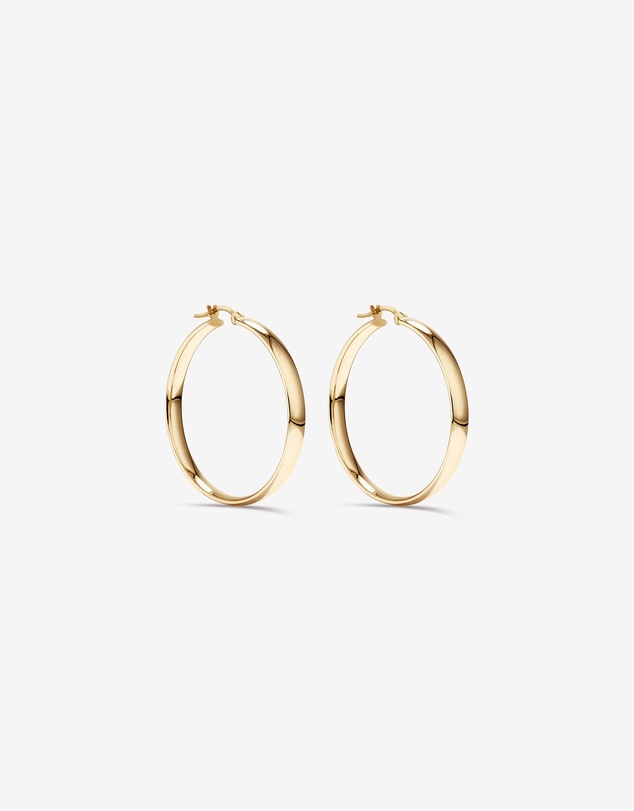 Michael Hill - 30mm Rounded Flat Hoop Earrings in 10kt Yellow Gold