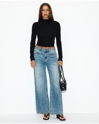 Dazie - Tessie Open Back Turtleneck Knit Top