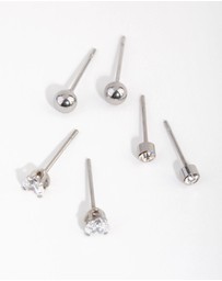 Lovisa - Surgical Steel Love Stud Earrings 3-Pack