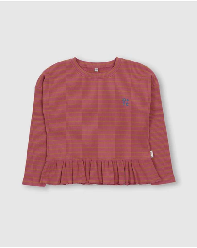Olive & The Captain - Rose Stripe Boxy Frill Long Sleeve Top