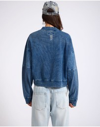 ONE TEASPOON - Retro Fade Panelled V Sweater - Washed Blue