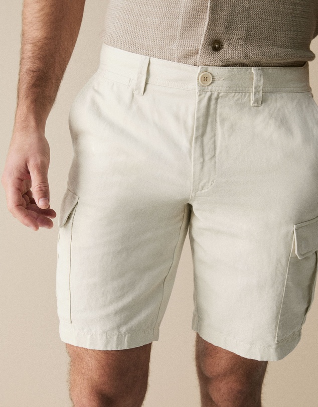 Trenery - Linen Cotton Utility Short in Off White