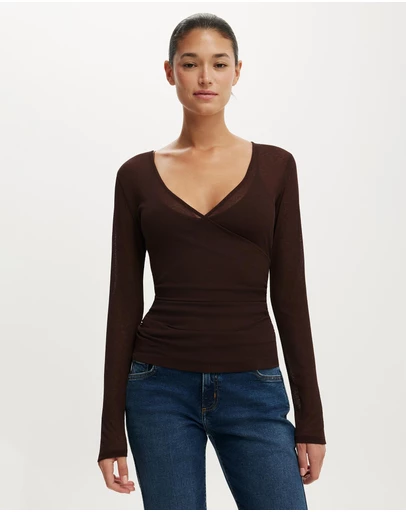 Cotton On - Soul Faux Wrap Long Sleeve Top