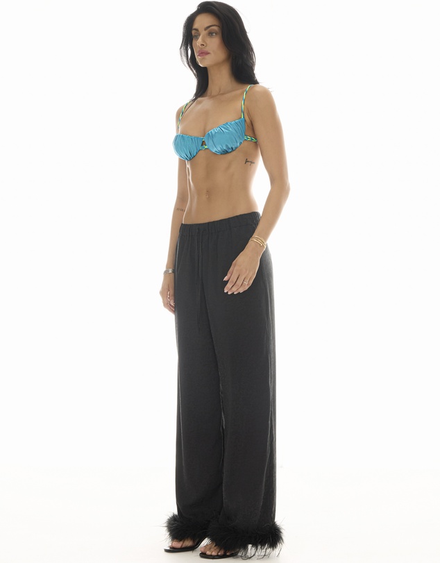 THE TALES - Frida Feather Trim Floral Pants