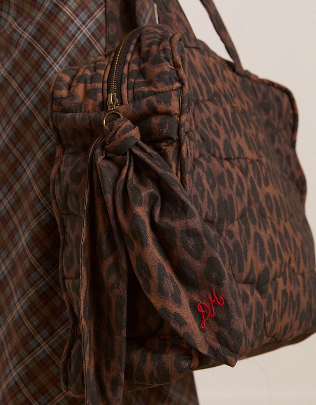 Damson Madder - Dark Leopard Quilted Tote Bag