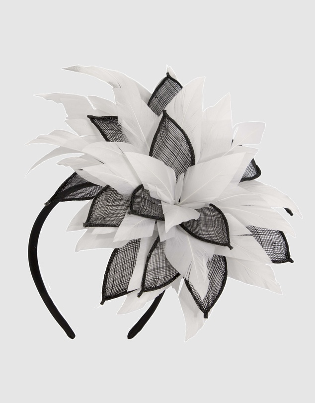 Max Alexander - Modern Flower Black & White Racing Fascinator