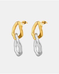 Zoe Olivia - Waterproof Textured Oval Drop Stud Earrings
