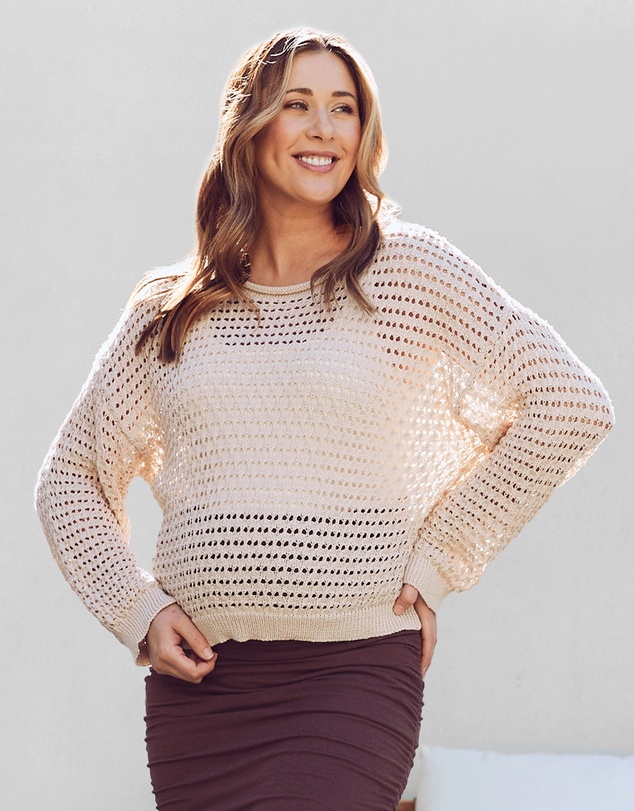 Angel Maternity - Valerie Maternity Crochet Sweater Beige