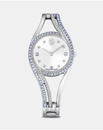 Swarovski - Hyperbola Bangle Watch, Swiss Made, Metal Bracelet, Blue, Stainless Steel