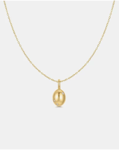 Ania Haie - Ania Haie Gold Floral Oval Pendent Necklace