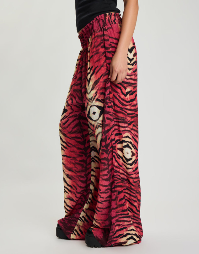ONE TEASPOON - Wild Rouge Palazzo Pants - Red Animal Print