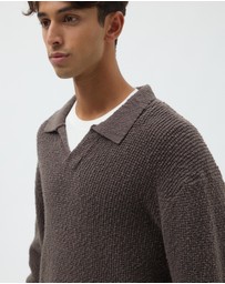 AERE - Oversized Open Collar Knit Polo