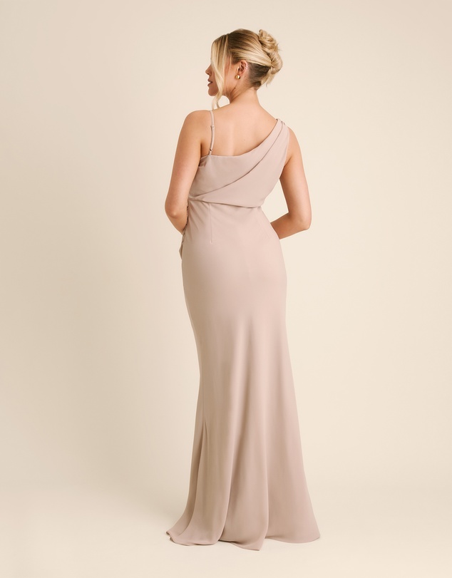 Six Stories - Cowl Front Asymmetrical Chiffon Bridesmaid Dress