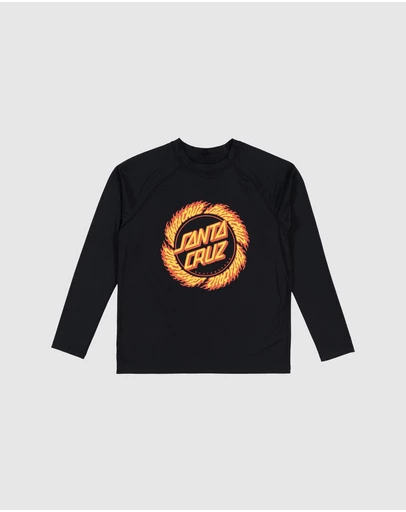 Santa Cruz - Flame Ringed Dot Front Rashguard - Teens