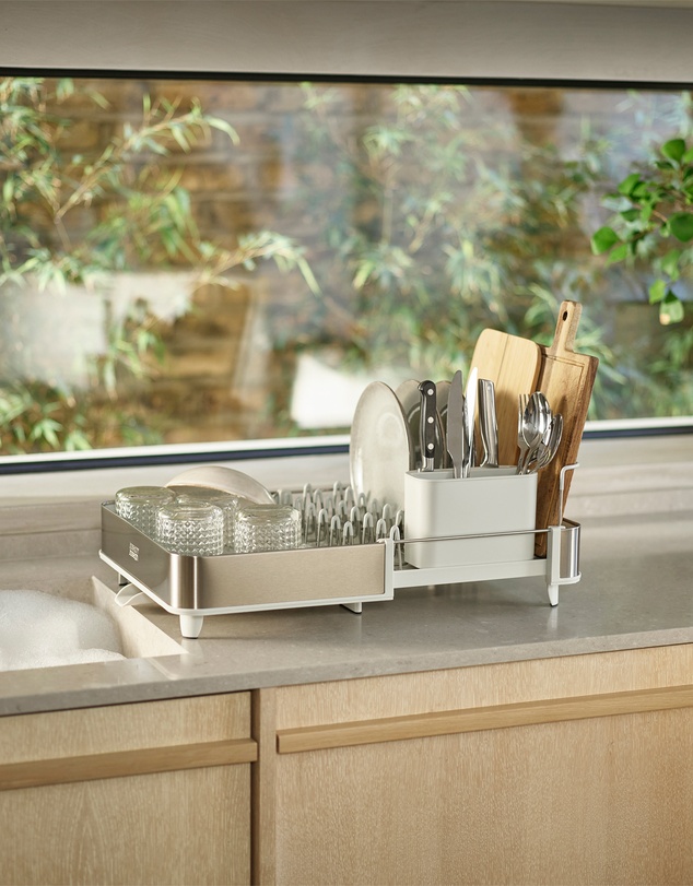 Joseph Joseph - Extend™ Steel Expandable Dish Rack with Draining Spout (Stone)