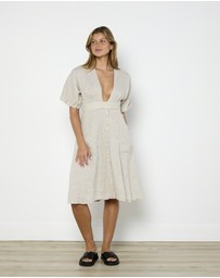 Cirkular - Pre-Loved - Reformation Taupe Linen Midi Dress