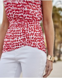 Sosandar - Spot Print Ruched Waist Top