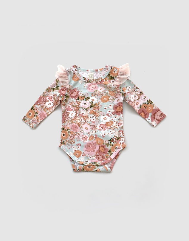 WITH LOVE FOR KIDS - Tulle Flutter Long Sleeve Onesie - Babies