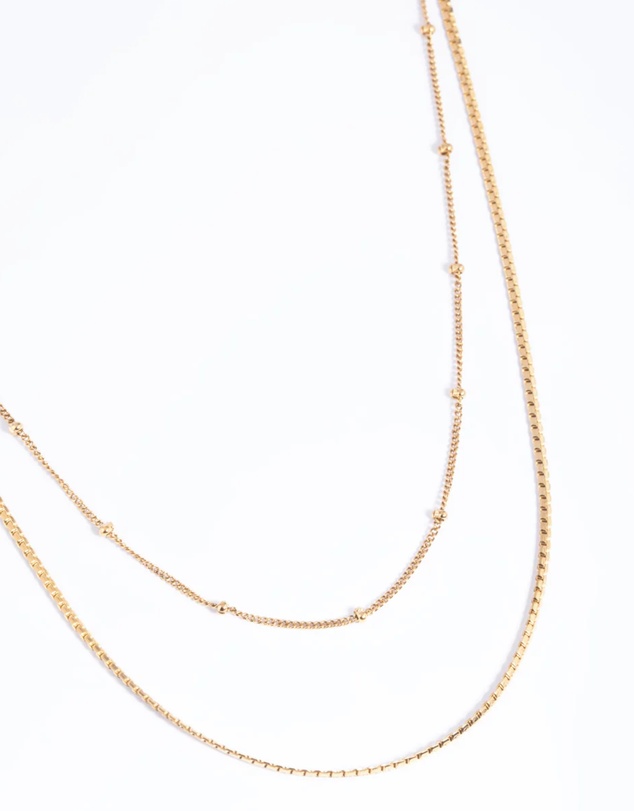 Lovisa - Waterproof Gold Plated Stainless Steel Mixed Chain Layered Necklace