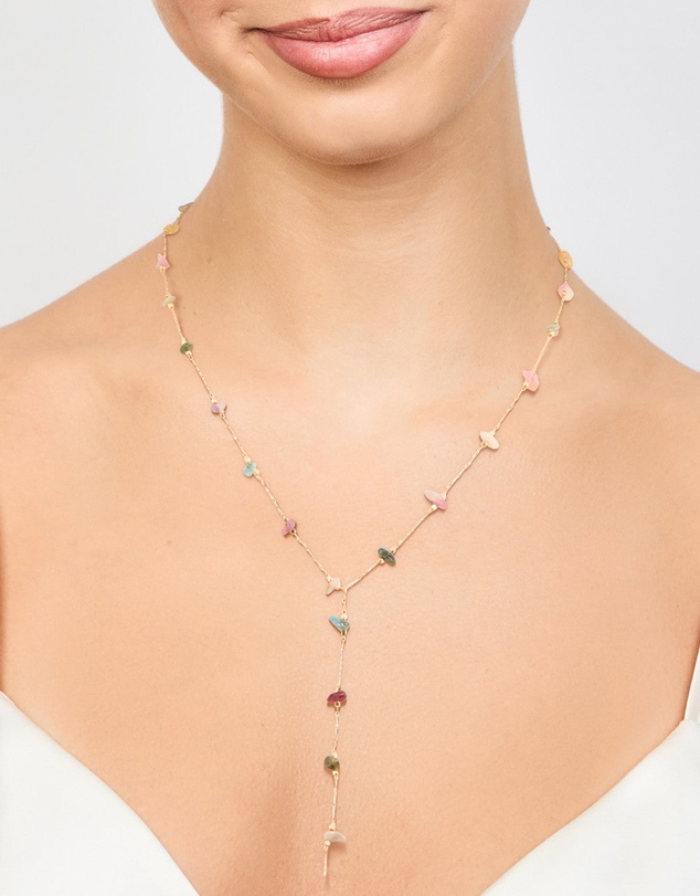 Lovisa - Gold Semiprecious Chip Chain Y-Necklace