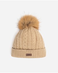Ozwear Connection Uggs - Ugg Cable Knit Pure Cashmere Beanie With Detachable Pom Pom (Raccoon)