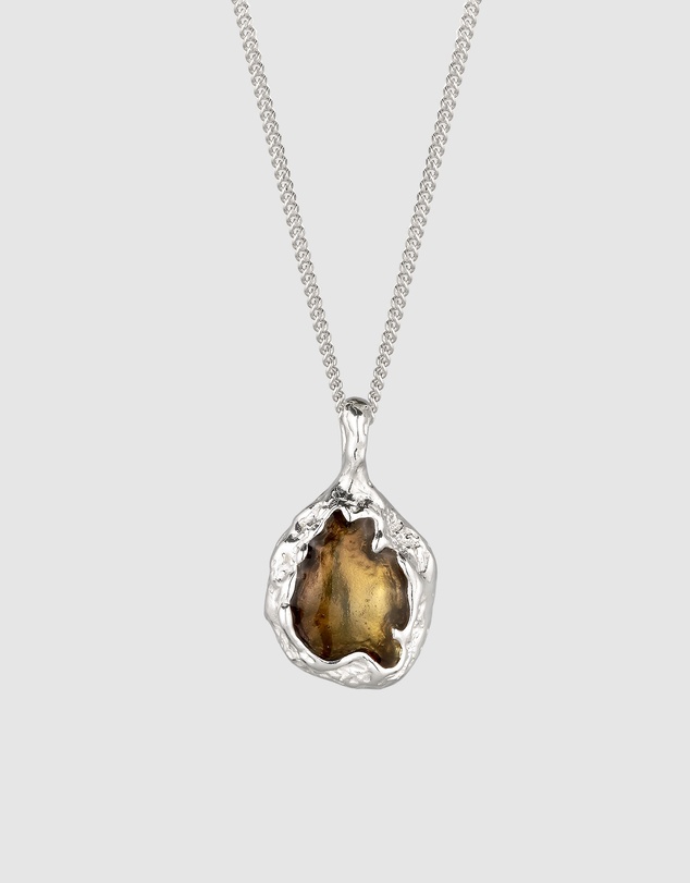 Elli Jewelry - Amber Lava Pendant Necklace in 925 Silver